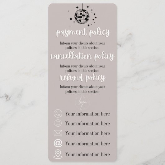 discobal | Bloemen | Menu Prijs en beleid (Achterkant)