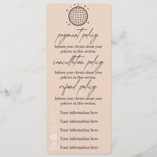 discobal | Boho Floral | Menu Prijs en beleid (Achterkant)