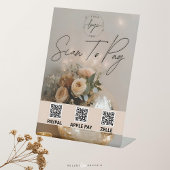discobal | Boho Florals | QR-code | Betaalteken Reclamebord Met Voetstuk