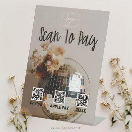 discobal | Boho Flowers | QR-code | Betaalteken Reclamebord Met Voetstuk
