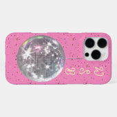 Discobal Confetti roze gepersonaliseerd monogram iPhone Hoesje (Achterkant horizontaal)