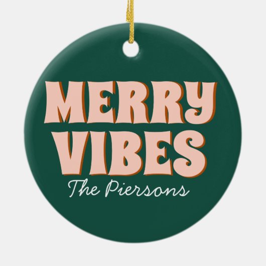 Discobal Kerst Funky Vrede en Liefde Keramisch Ornament (Achterkant)