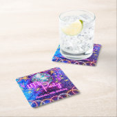 Discobal Let's Party Neon Pink Glow Girl Party Kartonnen Onderzetters (Insitu)