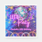Discobal Let's Party Neon Pink Glow Girl Party Servet (Voorkant)