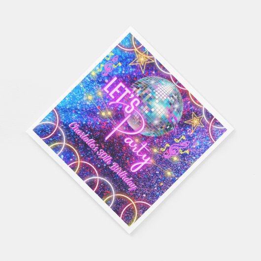 Discobal Let's Party Neon Pink Glow Girl Party Servet (Hoek)