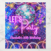 Discobal Let's Party Neon Pink Glow Girl Party Wijn Etiket (Enkel label)