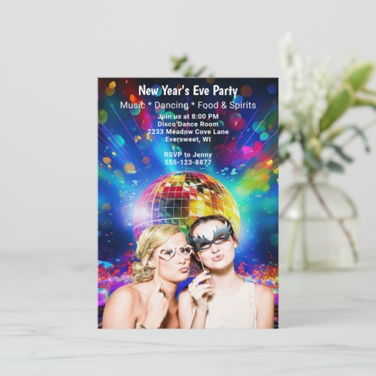 Discobal Oudejaarsavond Meisjes Feestavond Kaart (Staand voorkant)