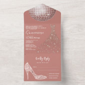 Discobal, Stiletto & baljurk Quinceañera All In One Uitnodiging (Binnen)