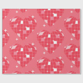 Discobal valentijn 1970 roze hart cadeaupapier (Vlak)