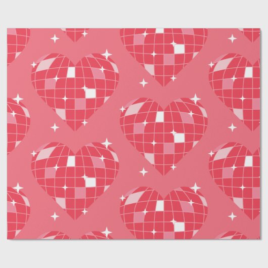 Discobal valentijn 1970 roze hart cadeaupapier (Vlak)