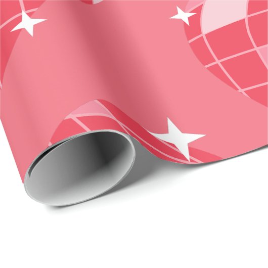 Discobal valentijn 1970 roze hart cadeaupapier (Rol Hoek)