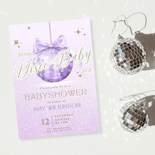 Discoball Babyshower uitnodiging