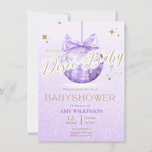 Discoball Babyshower uitnodiging (Voorkant)