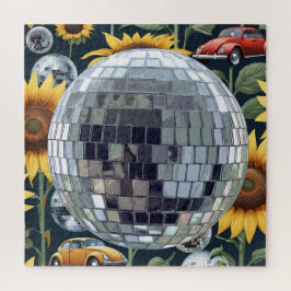 Discoballen en zonnebloemen met  bugs legpuzzel