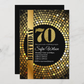 Discofeest, goud, 70s, verjaardagsfeest kaart (Voorkant / Achterkant)