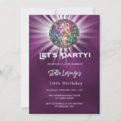 Discofeest paarse verjaardag kaart (Voorkant)