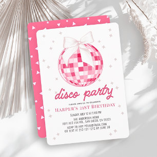 Discofeest Roze Discobal Strik 21e Verjaardag Kaart