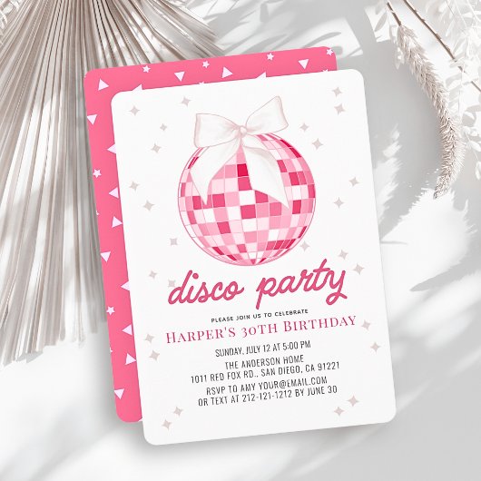 Discofeest Roze Discobal Strik Verjaardag Kaart