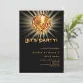 Discofeest zwart gouden verjaardag kaart (Staand voorkant)