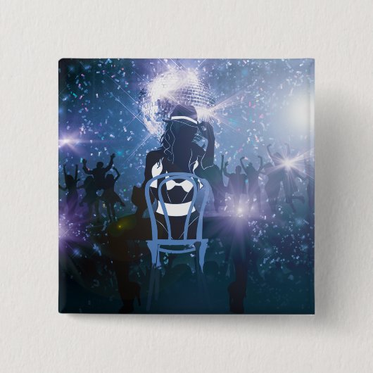 Discohartslag Vierkante Button 5,1 Cm (Voorkant)