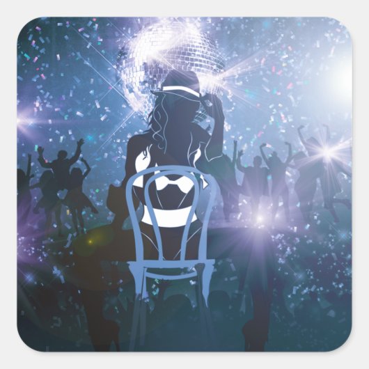 Discohartslag Vierkante Sticker (Voorkant)