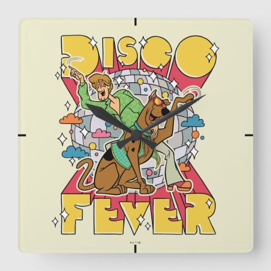 Discokoorts bij Scooby en Shaggy Vierkante Klok (Voorkant)