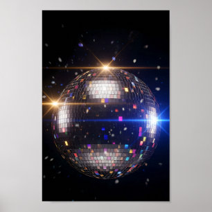 Discokoorts: glinsterende spiegelbal poster