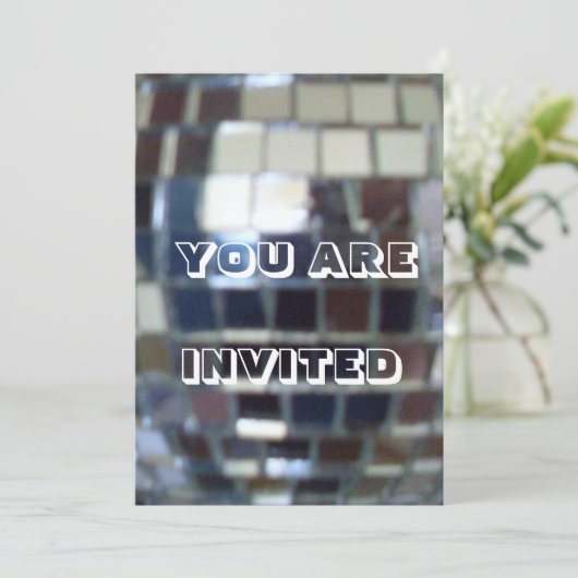 Discokugel-Einladung Kaart (Staand voorkant)