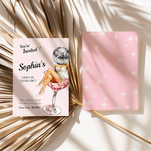 Discomeisje in Martini Glass verjaardagsuitnodigin Kaart