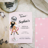 Discomeisje in Martini Glass verjaardagsuitnodigin Kaart