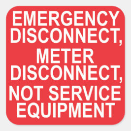 Disconnect-meter voor noodgevallen - Disconnect No Vierkante Sticker