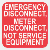 Disconnect-meter voor noodgevallen - Disconnect No Vierkante Sticker (Voorkant)