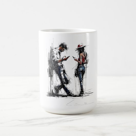 Disconnected Parallel Screens Silent Conversation  Koffiemok (Center)