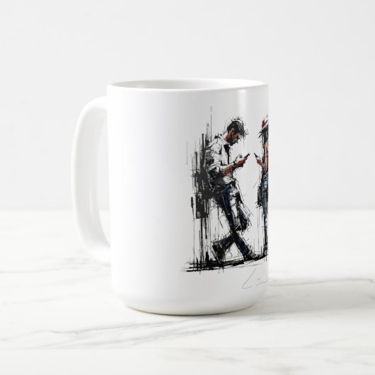 Disconnected Parallel Screens Silent Conversation  Koffiemok (Voorkant links)