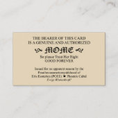 Discordian Mome Card (Dames versie van paus-kaart) Visitekaartje (Voorkant)