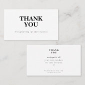 Discount Code Thank You Card Small Business Visitekaartje (Voorkant / Achterkant)