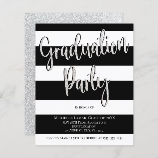 Discount Stripes Graduation Party Invitations (Voorkant / Achterkant)