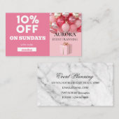 Discount voor planning van gebeurtenissen visitekaartje (Voorkant / Achterkant)