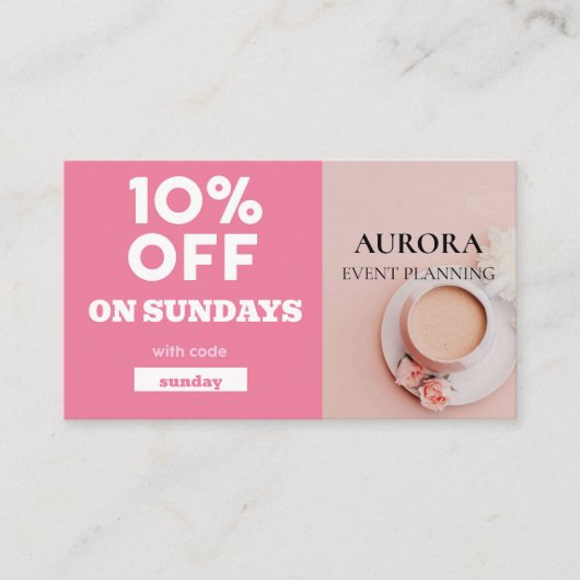 Discount voor planning van gebeurtenissen visitekaartje (Voorkant)