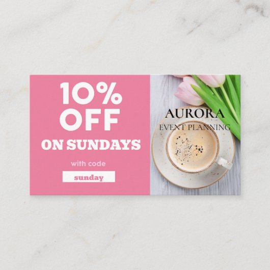 Discount voor planning van gebeurtenissen visitekaartje (Voorkant)