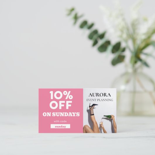 Discount voor planning van gebeurtenissen visitekaartje (Staand voorkant)