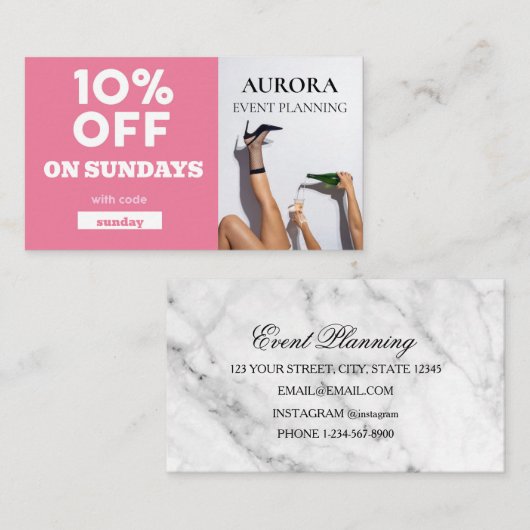 Discount voor planning van gebeurtenissen visitekaartje (Voorkant / Achterkant)