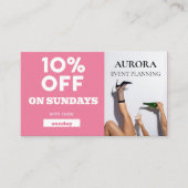 Discount voor planning van gebeurtenissen visitekaartje (Voorkant)