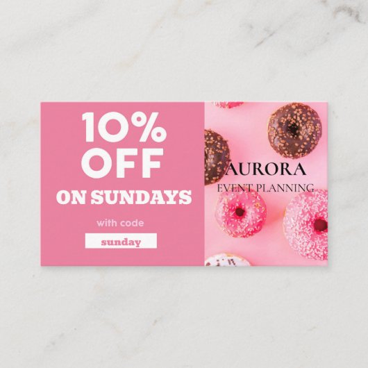 Discount voor planning van gebeurtenissen visitekaartje (Voorkant)