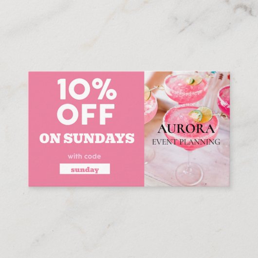 Discount voor planning van gebeurtenissen visitekaartje (Voorkant)