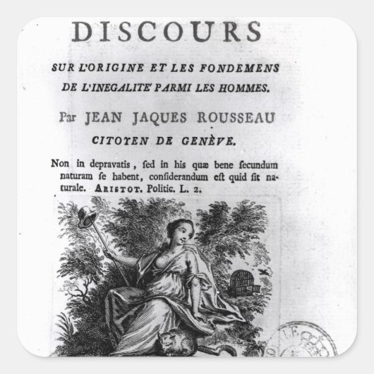 "Discours l'Origine et les Fondements Vierkante Sticker (Voorkant)