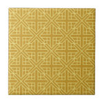 Discover Elegant Geometric Patterns with Gold Line Tegeltje<br><div class="desc">Repeating geometric pattern with interlocking gold lines forming intricate crosses and squares. The design is symmetrical and has a classic, elegant feel.</div>
