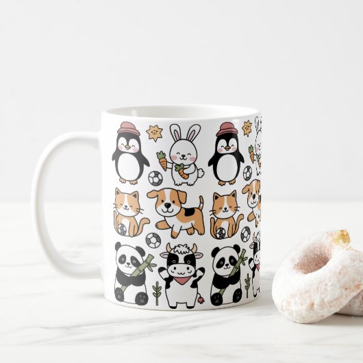 **Discover Our Coffee Mug with Smiling Animals.** Koffiemok (Met donut)
