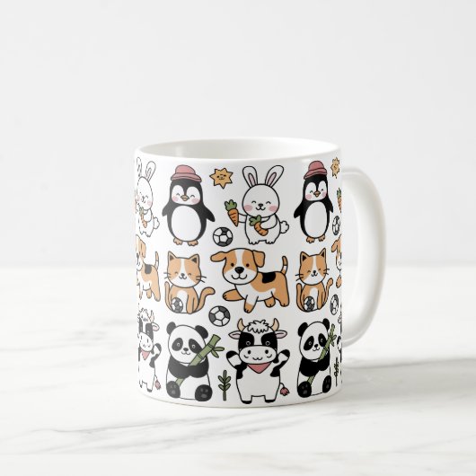 **Discover Our Coffee Mug with Smiling Animals.** Koffiemok (Voorkant rechts)