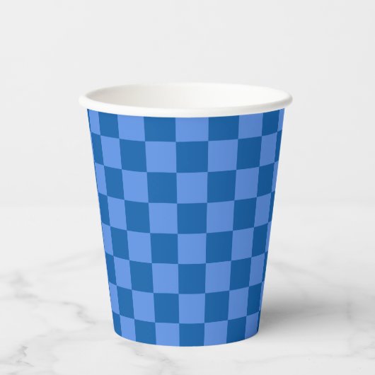 Discover the Allure of Blue Checkerboard Pattern Papieren Bekers (Voorkant)
